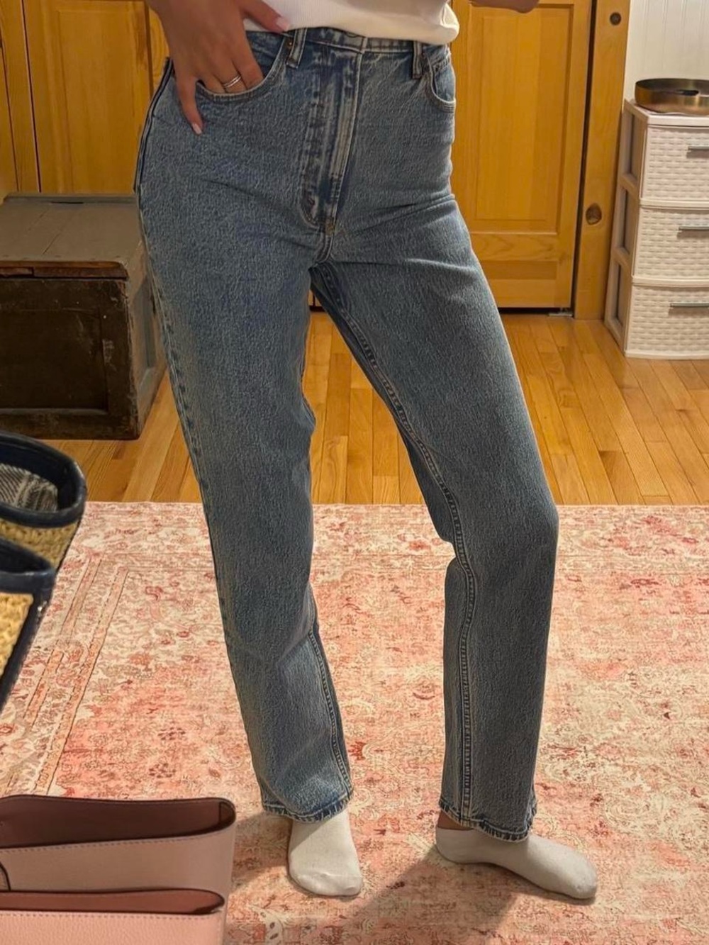 Abercrombie & Fitch Vintage Straight-Leg Jeans in Medium Blue Wash